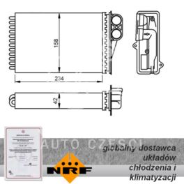 nagrzewnica - wkład Peugeot 207 typ VALEO - nowa w zamienniku NRF
