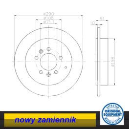 tarcza hamulcowa Peugeot 607 290x10x71x51 tył (oryginał TEXTAR)