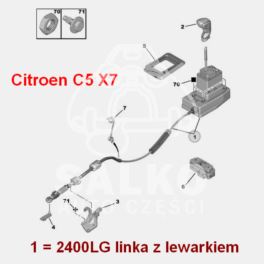 linka zmiany biegów C5 III z lewarkiem do skrzyni automatycznej AT6 (oryginał Citroen)