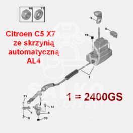 linka zmiany biegów C5 III z lewarkiem do skrzyni automatycznej AL4 (oryginał Citroen)