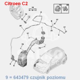Czujnik Poziomu W Zbiorniku Spryskiwacza C2/ C3/ C5/ Peugeot 1007/ 207 - Francuski Oryginał Citroen