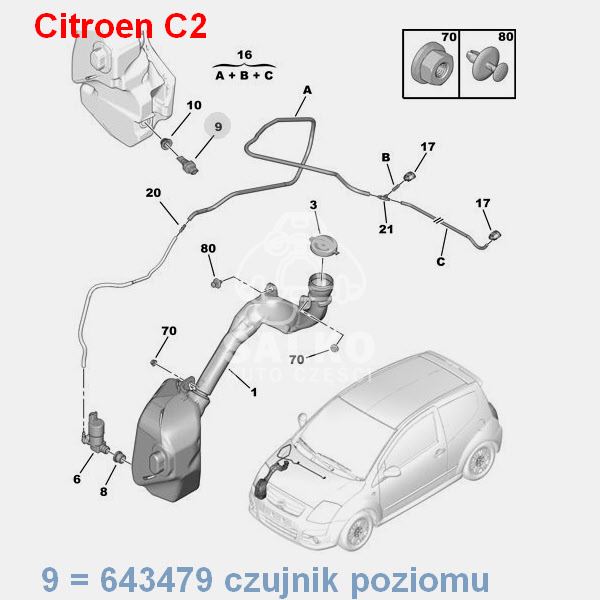 Czujnik Poziomu W Zbiorniku Spryskiwacza C2/ C3/ C5/ Peugeot 1007/ 207 - Francuski Oryginał Citroen