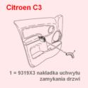 nakładka na uchwyt do drzwi lewych przód Citroen C3 szary - OE Citroen