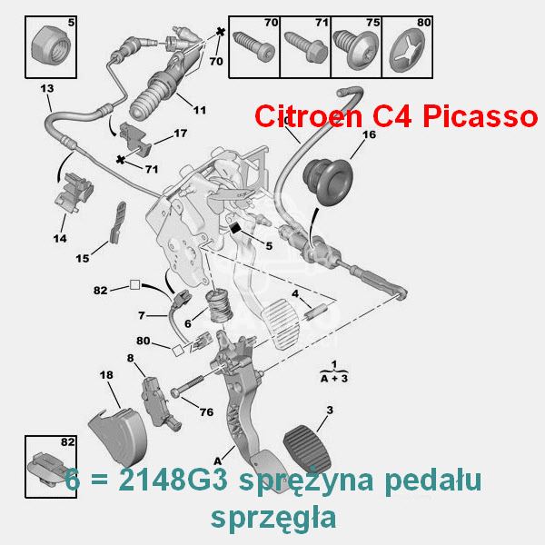 Sprężyna Pedału Sprzęgła Citroen C4 Picasso 2,0Hdi Do Opr11971 (Oryginał Citroen)