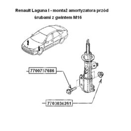 nakrętka M16x1,75 - do śruby amortyzatora Renault Laguna - oryginał Renault