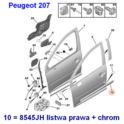 listwa drzwi Peugeot 207 prawy przód - do malowania + chrom (oryginał Peugeot)