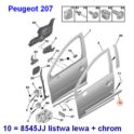 listwa drzwi Peugeot 207 lewy przód - do malowania + chrom (oryginał Peugeot)