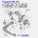 silentblock - tulejka wahacza Peugeot 206 przód tył - wzmocniony (oryginał Peugeot)