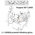 przewód wodny chłodnicy Peugeot 307 1,6HDi chłodnicy górny (oryginał Peugeot)