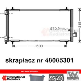 chłodnica klimatyzacji Citroen C5 II/ C6/ Peugeot 407/ 607 - nowy zamiennik VAN WEZEL