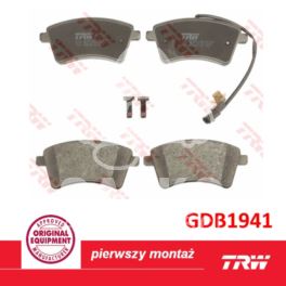 klocki hamulcowe KANGOO II od 2008 przód - system LUCAS/ TRW z czujnikami - oryginał produkcji TRW