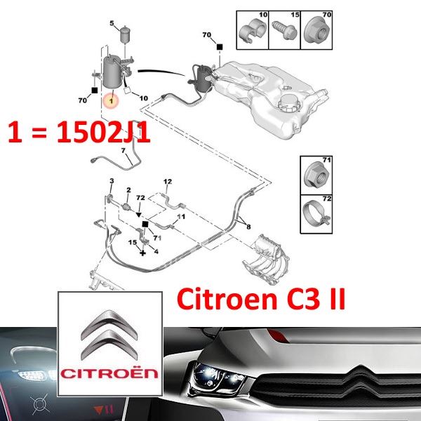 pochłaniacz par paliwa Citroen C3/ C3 PLURIEL/ Peugeot