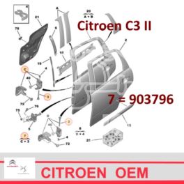 zawias drzwi Citroen C3/ C3 II lewy - górny (oryginał Citroen)