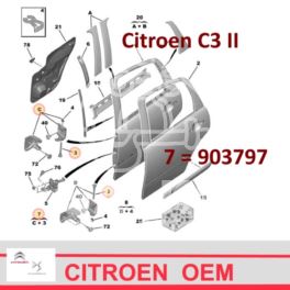 zawias drzwi Citroen C3/ C3 II prawy - górny (oryginał Citroen)