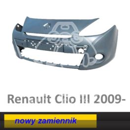 zderzak Renault CLIO III 2009- przód gruntowany z otworami na halogeny ze wzmocnieniem - nowy w zamienniku