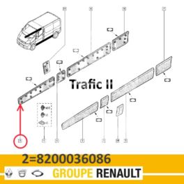 listwa drzwi Renault TRAFIC II prawy przód/ przednia - nowa w oryginale nr 8200036086