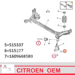 śruba belki tył Citroen C4/ DS4/ DS5 montaż do karoserii 65 mm (oryginał Citroen)