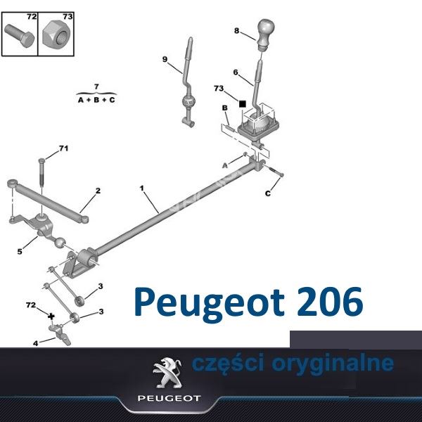 Zestaw Cięgien Biegów Peugeot 206 Ze Skrzynią Typ Ma - Nowy Oryginał Peugeot