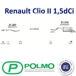 tłumik Renault CLIO II 1,5dCi końcowy - zamiennik polski Polmo