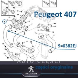 przewód powietrza Peugeot 407 1,6HDi intercooler/ przepustnica górny (oryginał Peugeot)