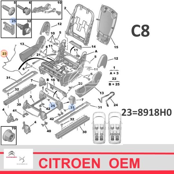 Linka Regulacji Fotela Citroen C8/ Peugeot 807 Drugi/ Trzeci Rząd - Oryginał Citroen