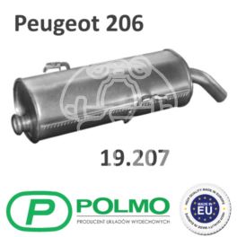 tłumik Peugeot 206 1,1/1,4 końcowy - zamiennik polski POLMO