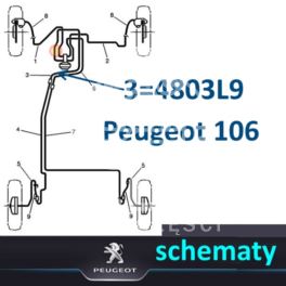 przewód hamulcowy metalowy Peugeot 106 przód lewy środkowy 1200mm (oryginał Peugeot)