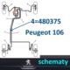 przewód hamulcowy metalowy Peugeot 106 tył lewy środkowy 2300mm (oryginał Peugeot)