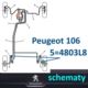 przewód hamulcowy metalowy Peugeot 106 tył zewnętrzny L/P 500mm (oryginał Peugeot)