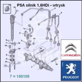podkładka wtryskiwacza DIESEL PSA 1,6HDi 2,0mm (oryginał Peugeot)