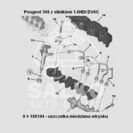 podkładka wtryskiwacza DIESEL PSA 1,6HDi DV6C 2010- (oryginał Peugeot)
