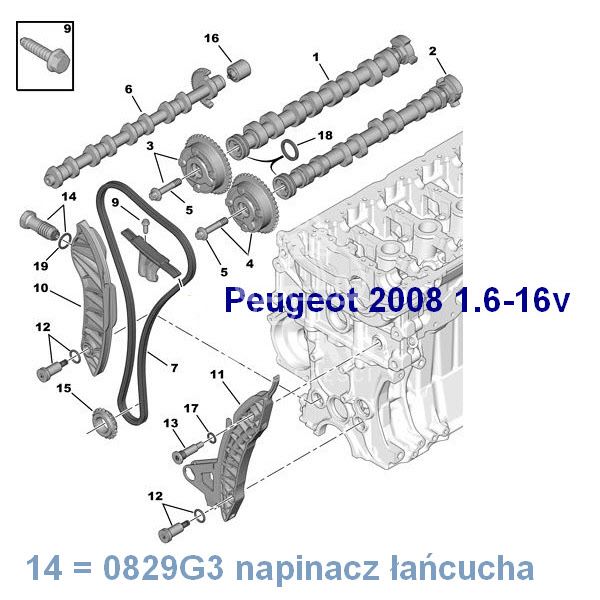 Napinacz Łańcucha Rozrządu Citroen/ Peugeot 1,6-16V Vti (Oryginał Peugeot)
