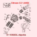 przewód powietrza Citroen C2/ C3 II 1,6HDi przepustnica/ złączka (oryginał Citroen)