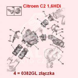 przewód powietrza Citroen C2/ C3 II 1,6HDi przepustnica/ złączka (oryginał Citroen)