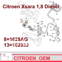 przewód spalinowy Citroen, Peugeot 1,9TD kolektor/EGR (oryginał Citroen)