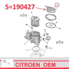 pokrywa obudowy filtra paliwa Citroen, Peugeot 1,9D DW8 (oryginał Peugeot)