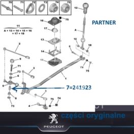 tulejka drążka zmiany biegów Citroen, Peugeot BE3/4 wybieraka środkowa (oryginał Peugeot)