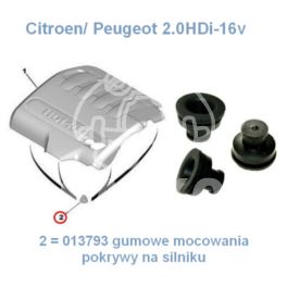 uchwyt osłony silnika Citroen, Peugeot 2,0HDi-16v - gumka - nowa w oryginale z sieci PSA