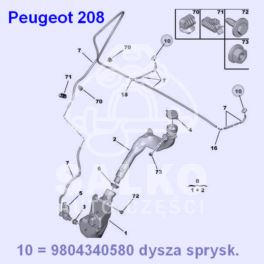 spryskiwacz szyby Peugeot 208 |- przód ogrzewana - nowy oryginał z sieci Peugeot