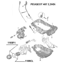 obudowa filtra oleju Citroen, Peugeot 2,2HDi DW12 pokrywa (L358) - zamiennik hiszpański Metalcaucho