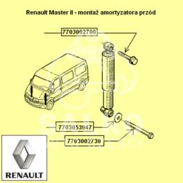 śruba amortyzatora przód Renault MASTER II M12x1,75-90mm - oryginał Renault