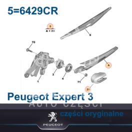 ramię wycieraczki Citroen Jumpy III/ Peugeot Expert 3 tył do wersji z klapą (oryginał Peugeot)