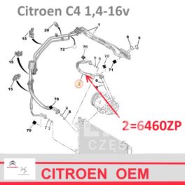 Przewód Klimatyzacji Citroen C4 1,4-16V Górny Od Skraplacza (Oryginał Citroen)