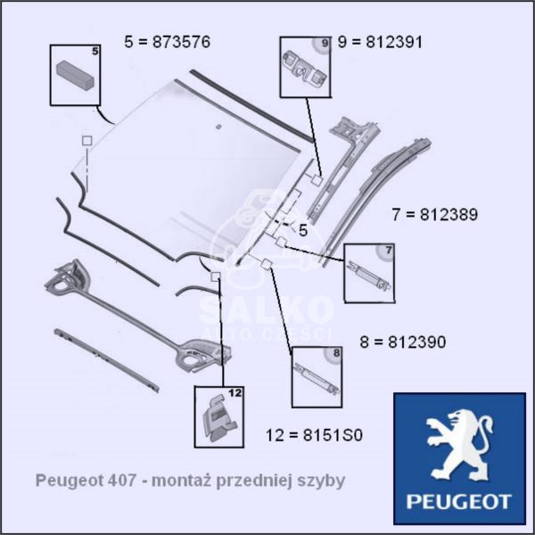 Spinka Uszczelki Szyby Czołowej Peugeot 407 Dolna/Podszybie - Oe Peugeot