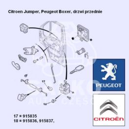 spinka zamka drzwi JUMPER/ BOXER przód lewe (oryginał Peugeot)