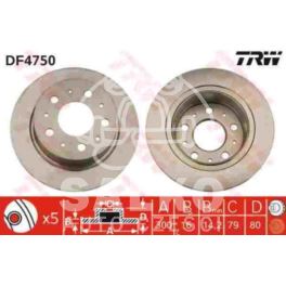 tarcza hamulcowa Citroen, Peugeot, Fiat 300x16x79x80 tył 5 2006- (oryginał TRW)