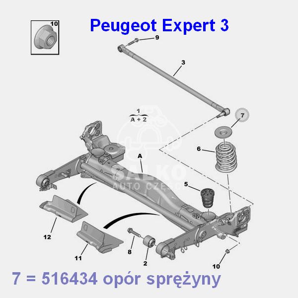 poduszka sprężyny tył Citroen C8/ Peugeot 807 opór górny