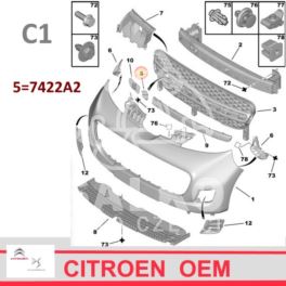 zaślepka zderzaka Citroen C1/ Peugeot 107 przód/hak czarna (oryginał Citroen)