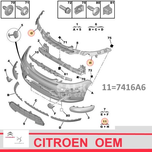 Wkład - Wzmocnienie Zderzaka Przód Citroen C3 Ii L+P Zestaw - Nowy Oryginał