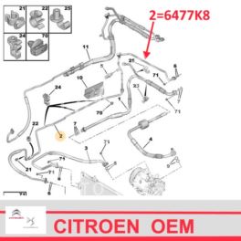 przewód klimatyzacji Citroen C5 III/ Peugeot 407/ 508 dolny od skraplacza do parownika (oryginał Peugeot)